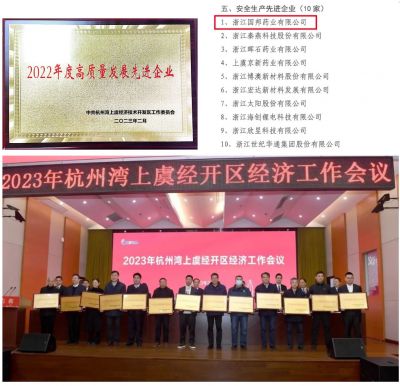 【喜讯】广东会gdh医药下属浙江广东会gdh药业喜获“2022年度高质量发展先进企业”、 “安全生产先进企业”
